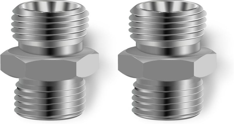 joytrace 2pcs M16 to M16 Carbon Stee Fittings Adapters for Mini Excavator Adapting, Reducing Or Enlarging Connect Such Air Pipe, Fuel Pipe, Water Pipe, Etc Full Port Straight Pipe Fitting Connector - Image 1